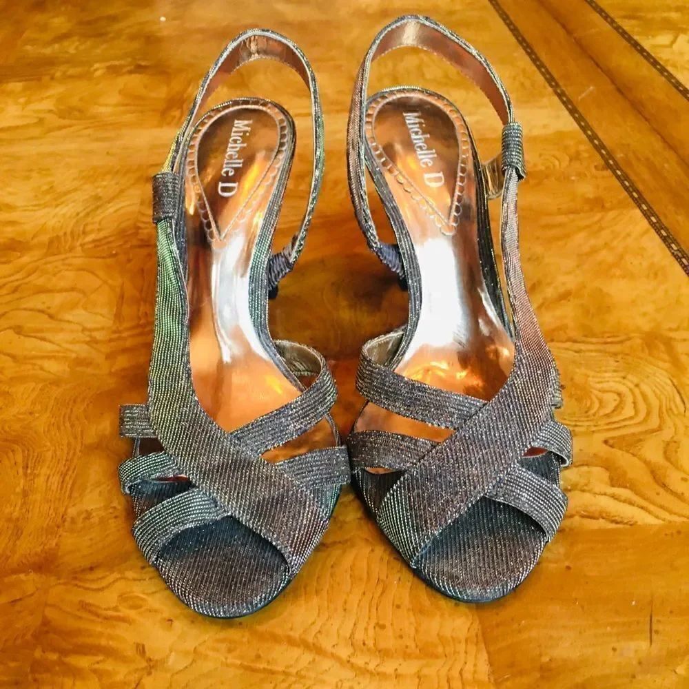 Gorgeous Heel Slippers in Bronze Crusted Shimmer